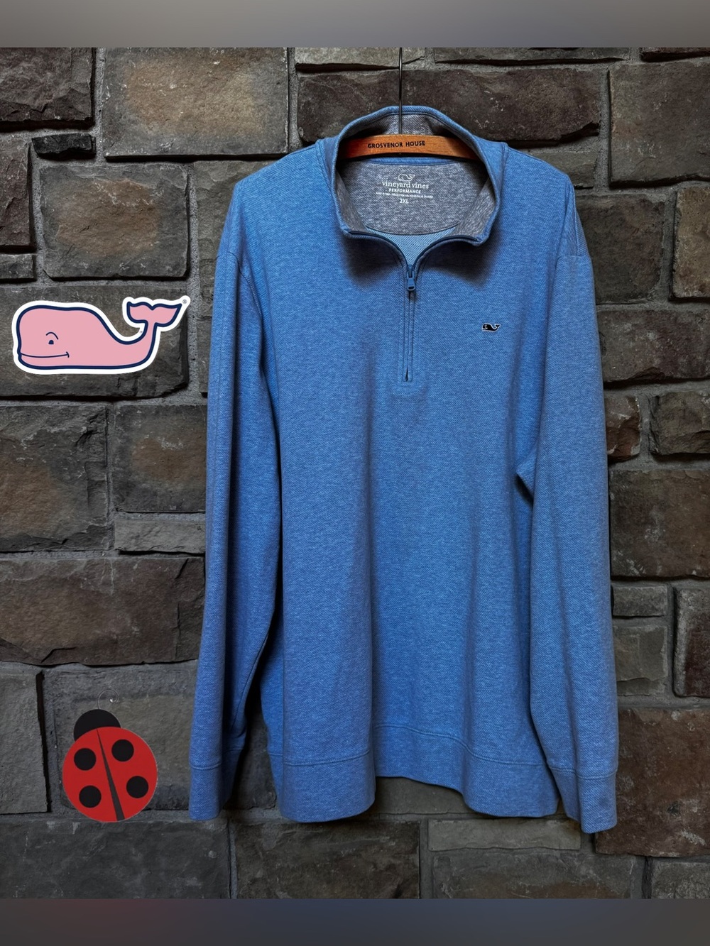 Vineyard Vines Men's Blue Quarter-Zip Top -XXL